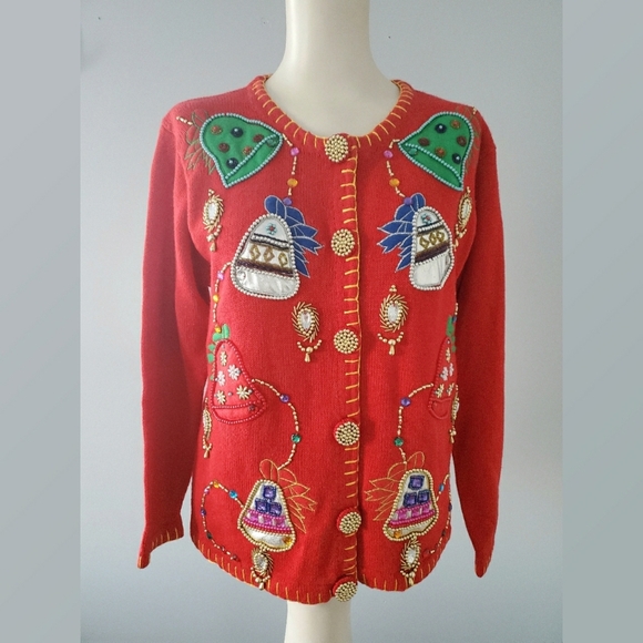 Victoria Harbour Red Embellished Christmas Sweater - Picture 1 of 12